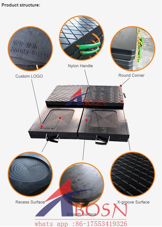 500*500mm Wholesale HDPE Durable Non-slip Square Cranes Concrete Outrigger Pad